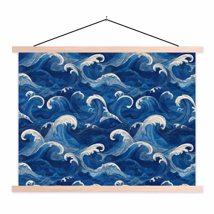 Schoolplaat - Japans - Oceaan - Golven - Blauw — 1