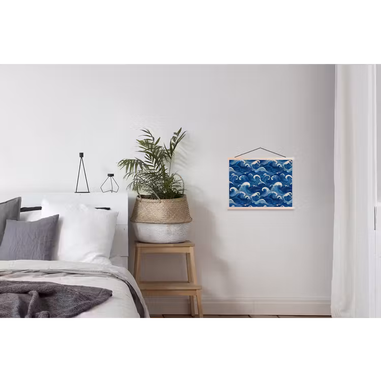 Schoolplaat - Japans - Oceaan - Golven - Blauw — 2