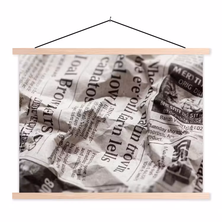 Schoolplaat - Krant - Gekreukeld - Textuur - Vintage - Zwart-wit — 1