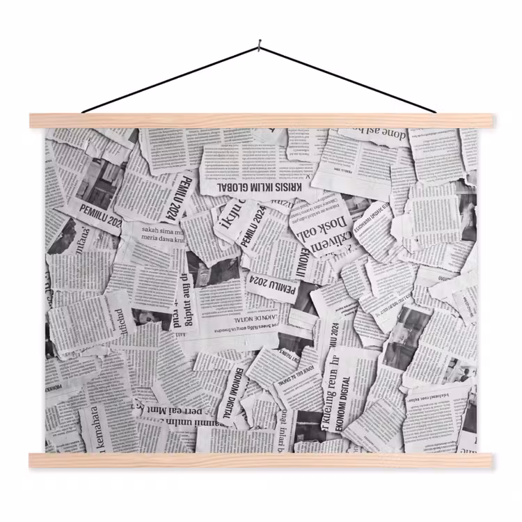 Schoolplaat - Krant - Versnipperd - Textuur - Zwart-wit - Abstract — 1