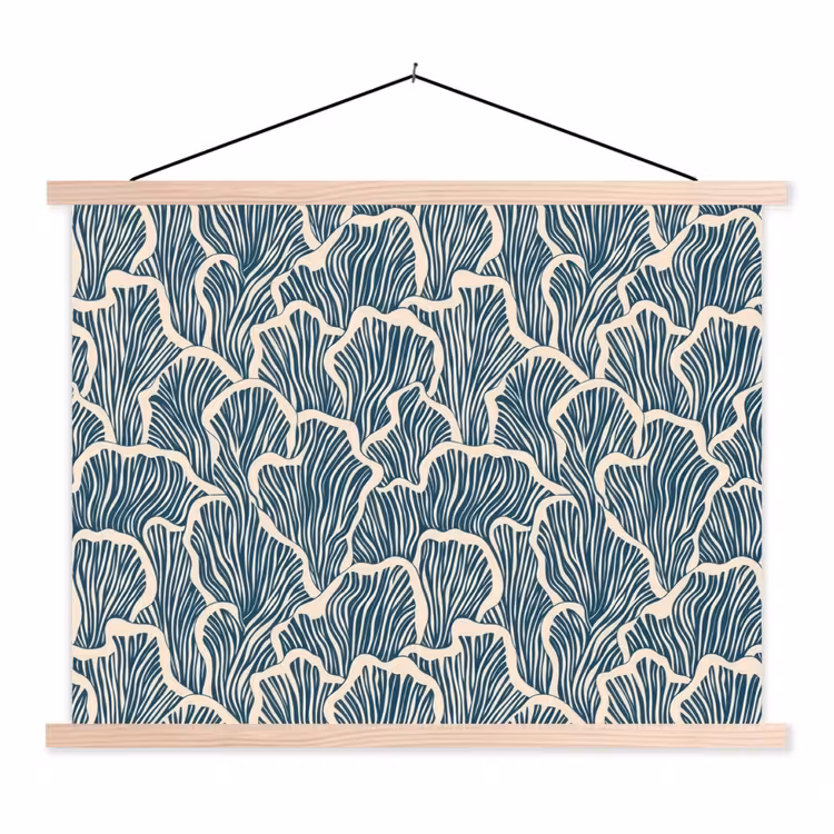 Schoolplaat - Organisch - Blauw - Crème - Schelpen — 1