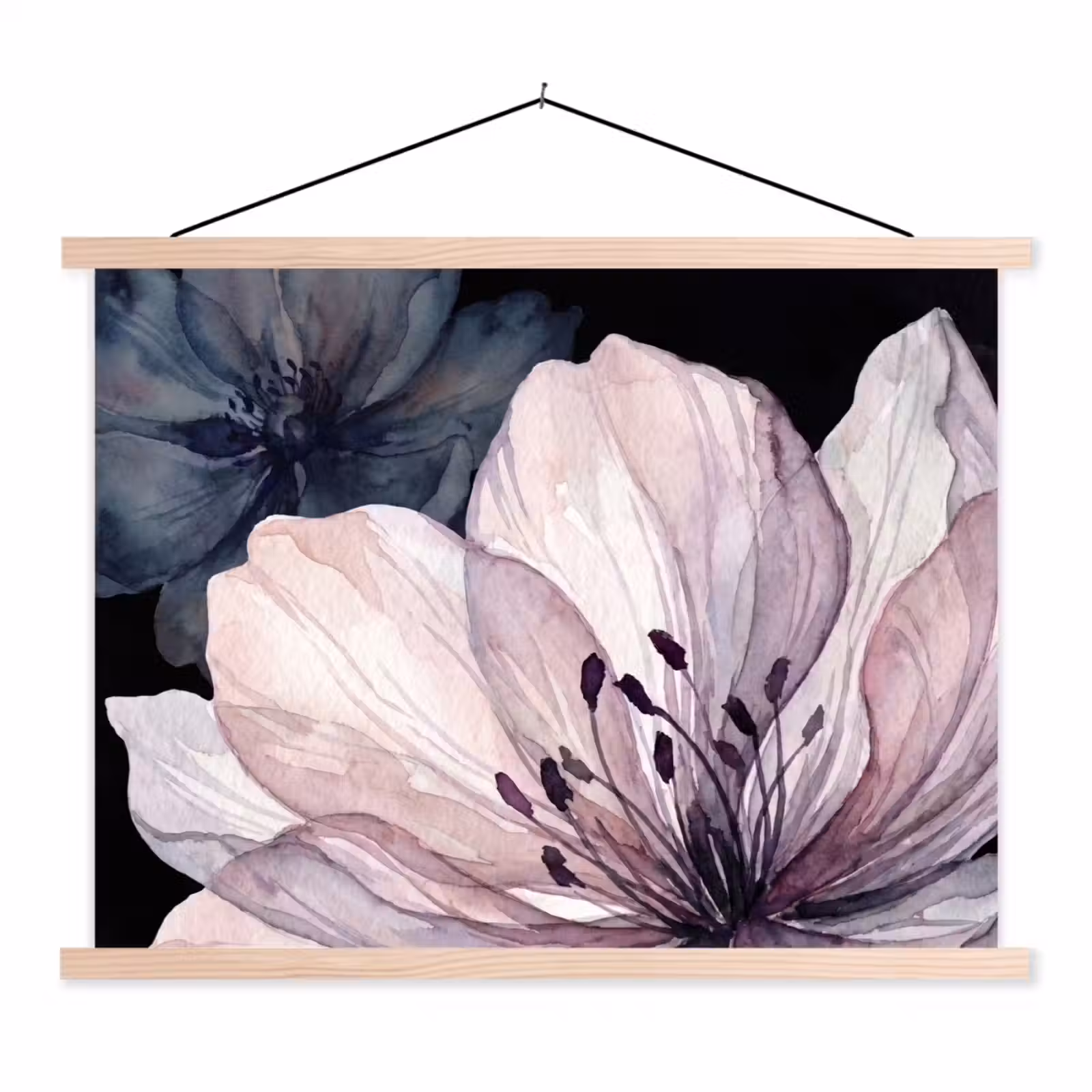 Schoolplaat - Bloemen - Aquarel - Modern - Roze - Donker — 1