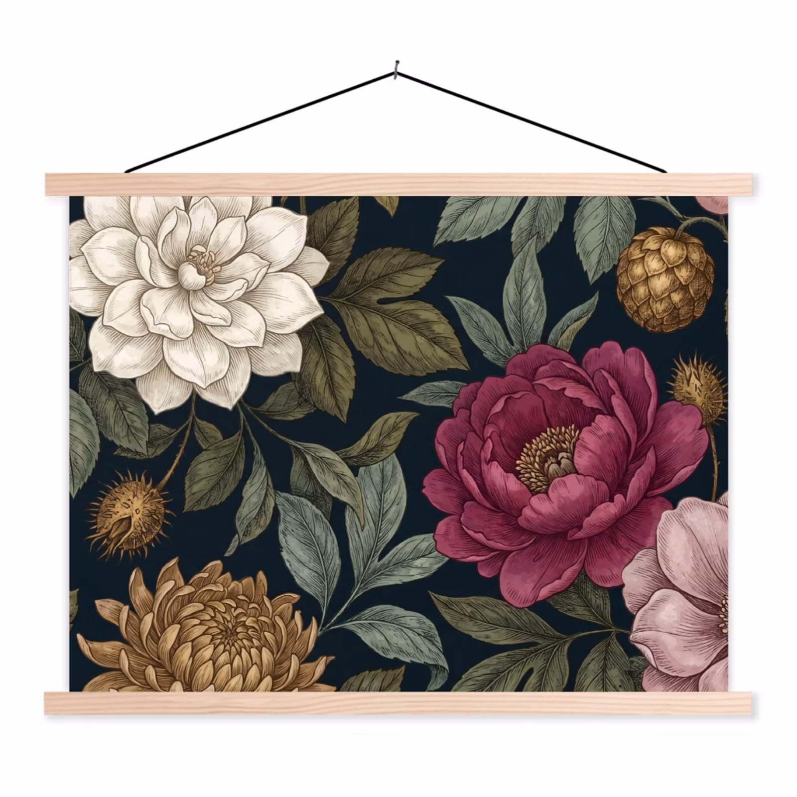 Schoolplaat - Bloemen - Botanisch - Illustratie - Donker - Vintage — 1