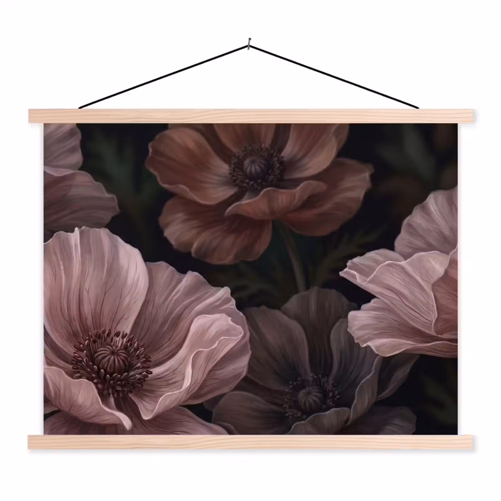 Schoolplaat - Bloemen - Natuur - Roze - Donker - Modern — 1