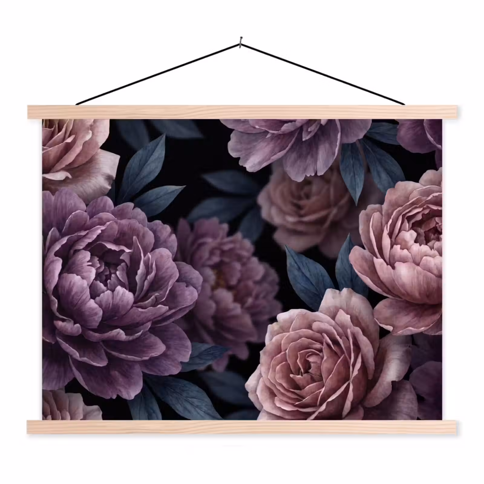 Schoolplaat - Bloemen - Patroon - Donker - Botanisch - Paars — 1