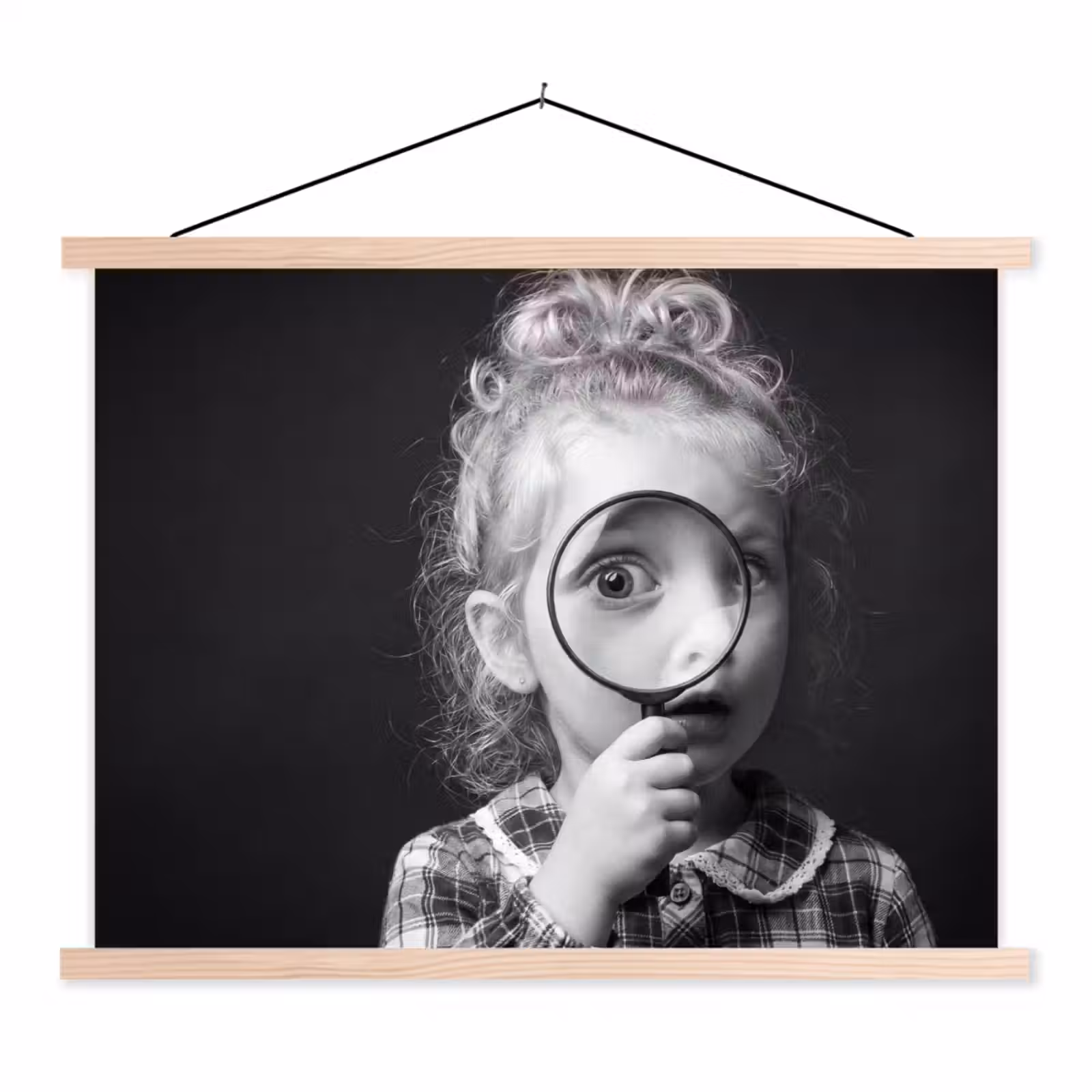 Schoolplaat - Kind - Vergrootglas - Portret - Zwart-wit — 1