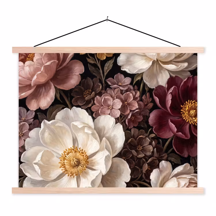 Schoolplaat - Bloemen - Boeket - Klassiek - Donker - Rood — 1