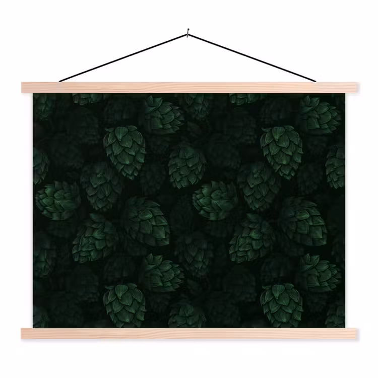 Schoolplaat - Donker - Groen - Hopbellen - Botanisch - Illustratie — 1