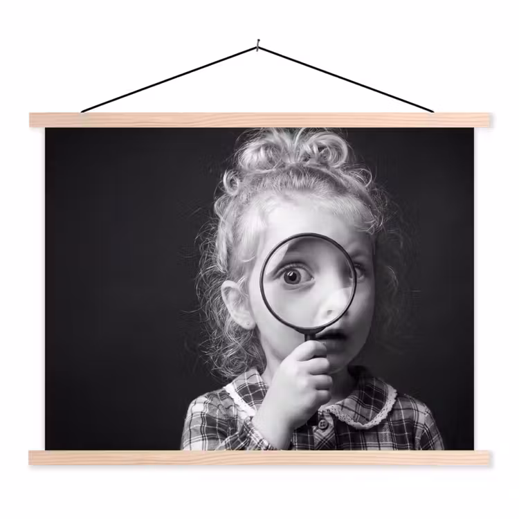 Schoolplaat - Kind - Vergrootglas - Portret - Zwart-wit — 1