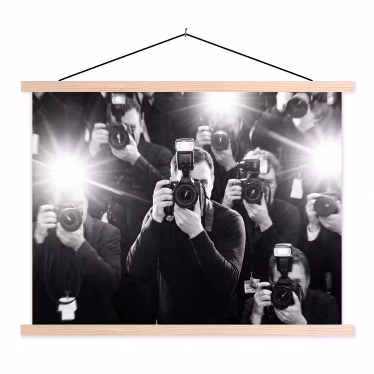 Schoolplaat - Mensen - Camera - Flitslicht - Zwart-wit - Media — 1