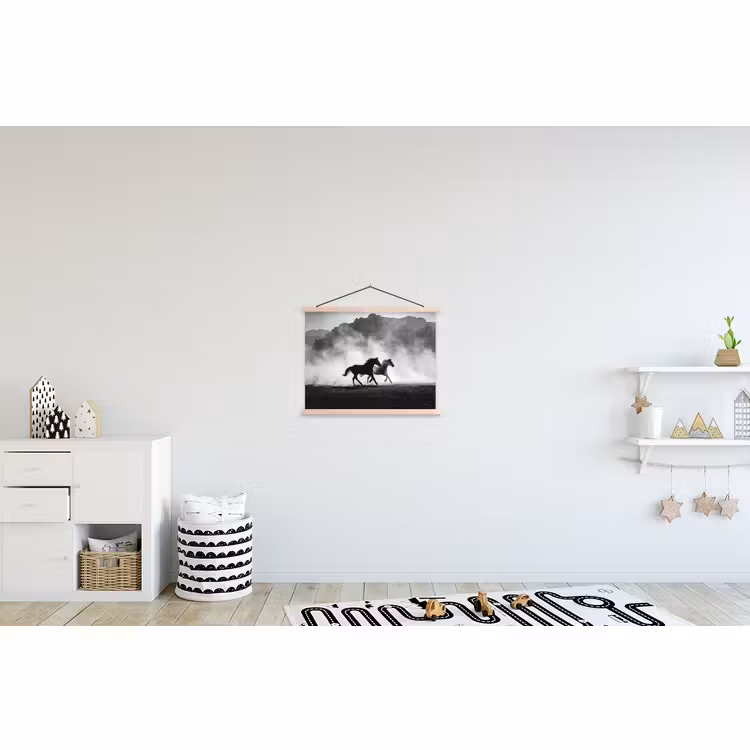 Schoolplaat - Paard - Ren - Stof - Zwart-wit - Dieren — 3