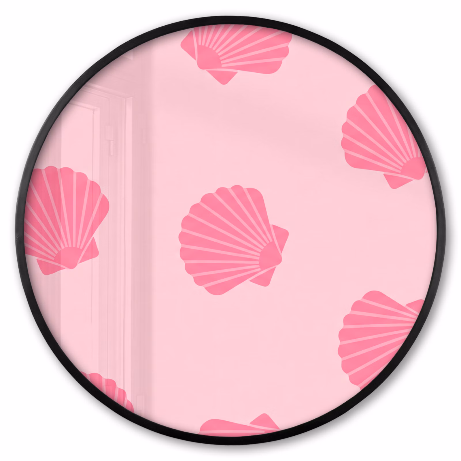 Ronde fotolijst - Schelp - Patroon - Zee - Modern - Roze — 1
