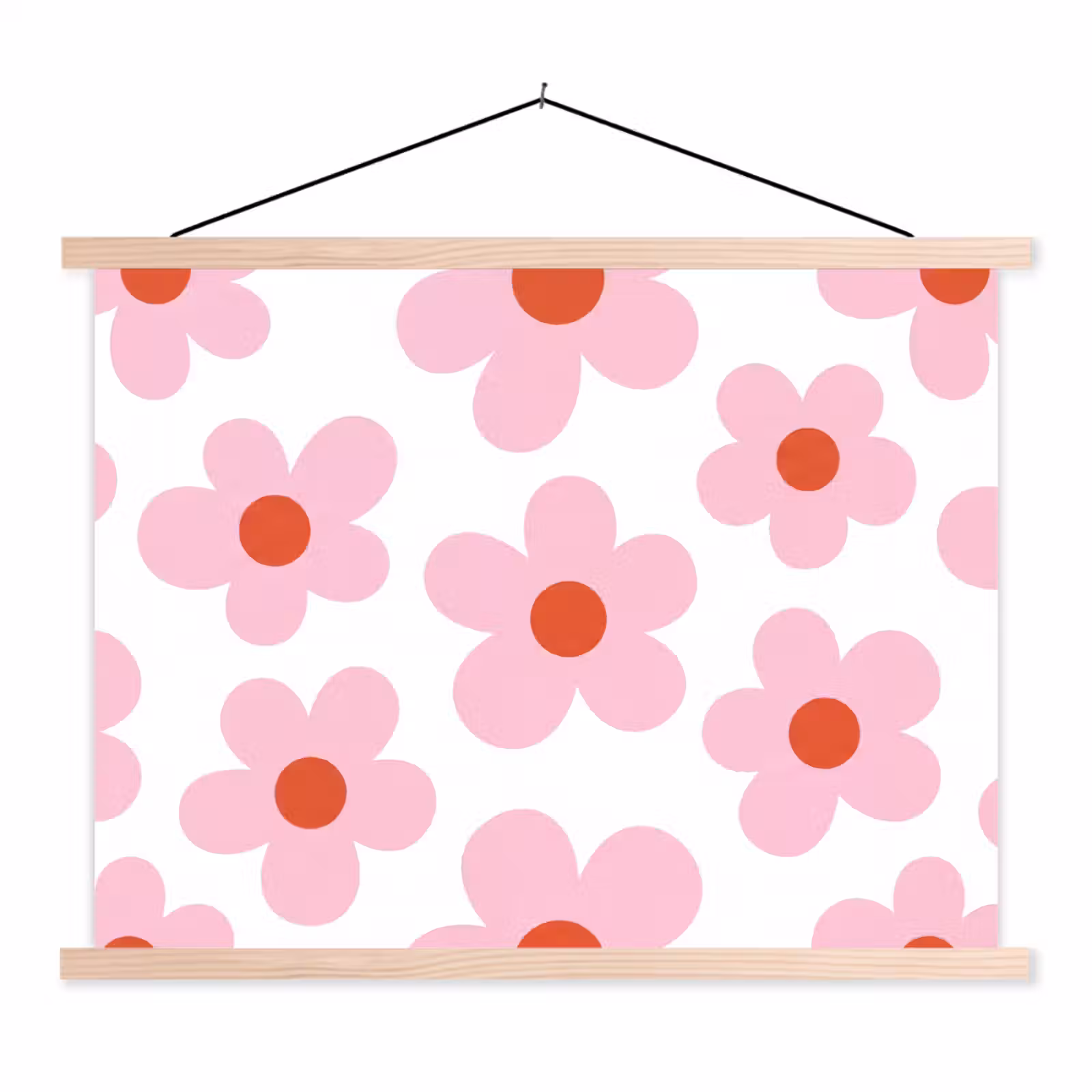 Schoolplaat - Bloemen - Patroon - Modern - Roze - Wit — 1
