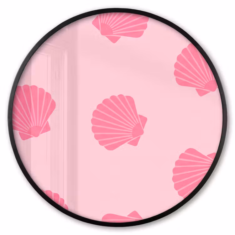 Ronde fotolijst - Schelp - Patroon - Zee - Modern - Roze — 1