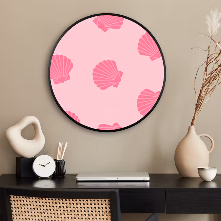 Ronde fotolijst - Schelp - Patroon - Zee - Modern - Roze — 2