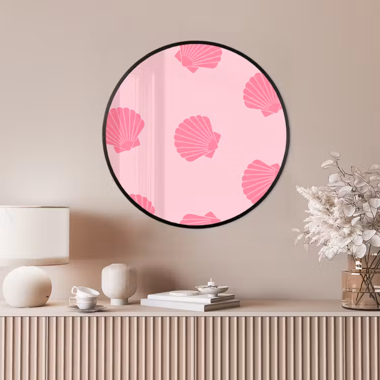 Ronde fotolijst - Schelp - Patroon - Zee - Modern - Roze — 4