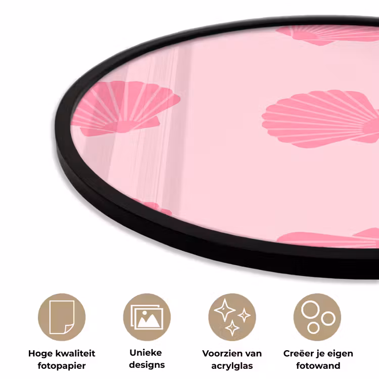 Ronde fotolijst - Schelp - Patroon - Zee - Modern - Roze — 5