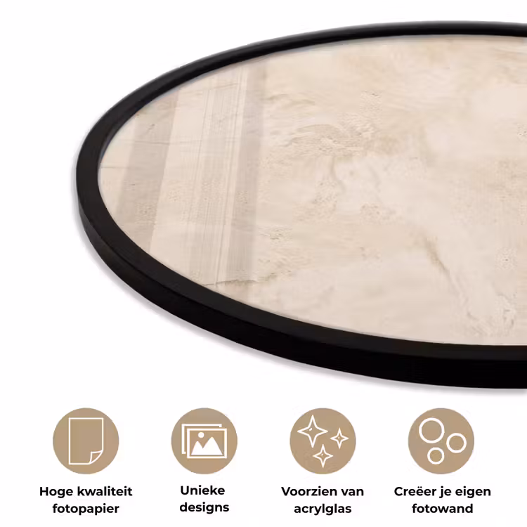 Ronde fotolijst - Textuur - Patroon - Abstract - Modern - Beige — 5