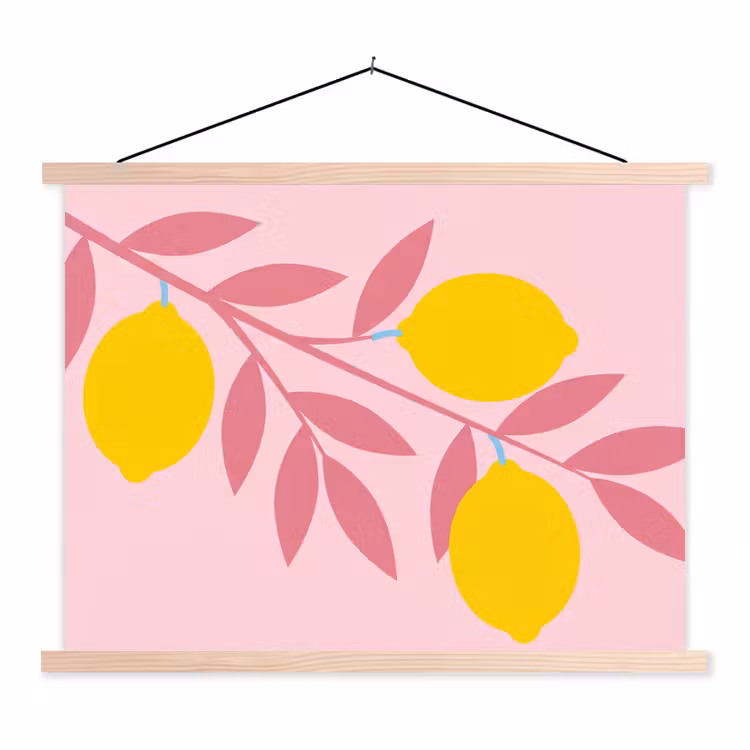 Schoolplaat - Fruit - Tak - Natuur - Abstract - Roze — 1
