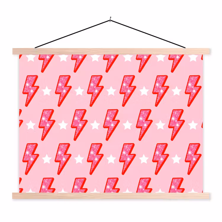 Schoolplaat - Patroon - Bliksem - Ster - Glitter - Roze — 1