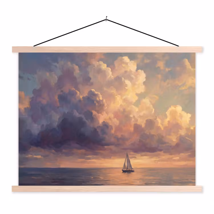 Schoolplaat - Boot - Zonsondergang - Zee - Natuur - Goud — 1