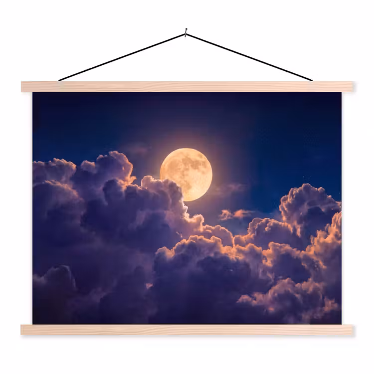 Schoolplaat - Maan - Wolken - Nacht - Oranje — 1