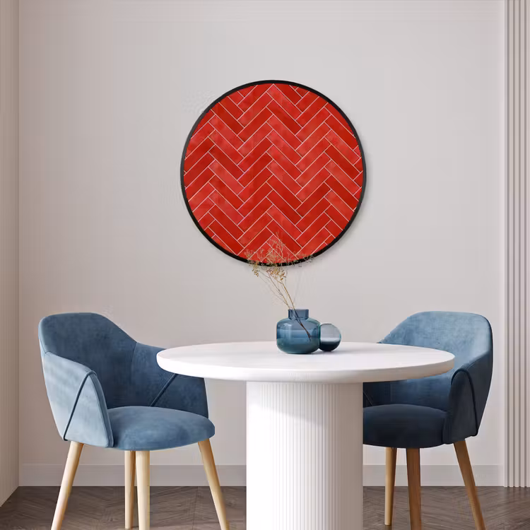 Ronde fotolijst - Visgraat - Tegel - Rood — 3