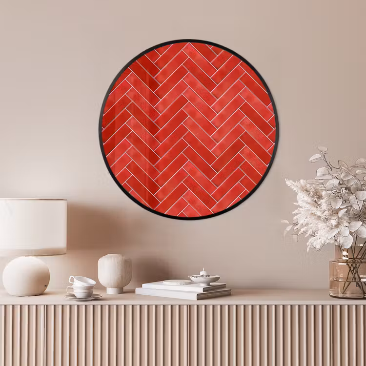 Ronde fotolijst - Visgraat - Tegel - Rood — 4