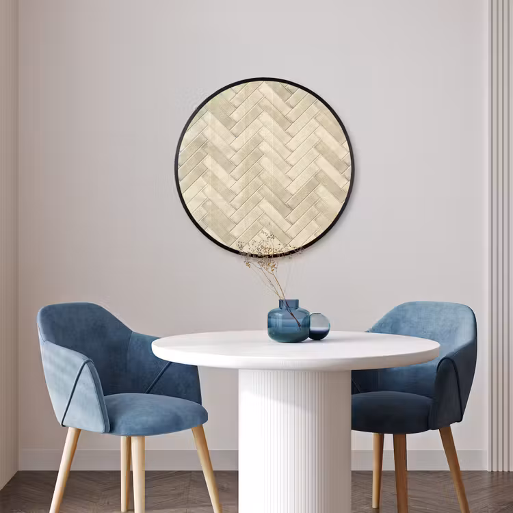 Ronde fotolijst - Visgraat - Wandtegel - Licht Beige — 3