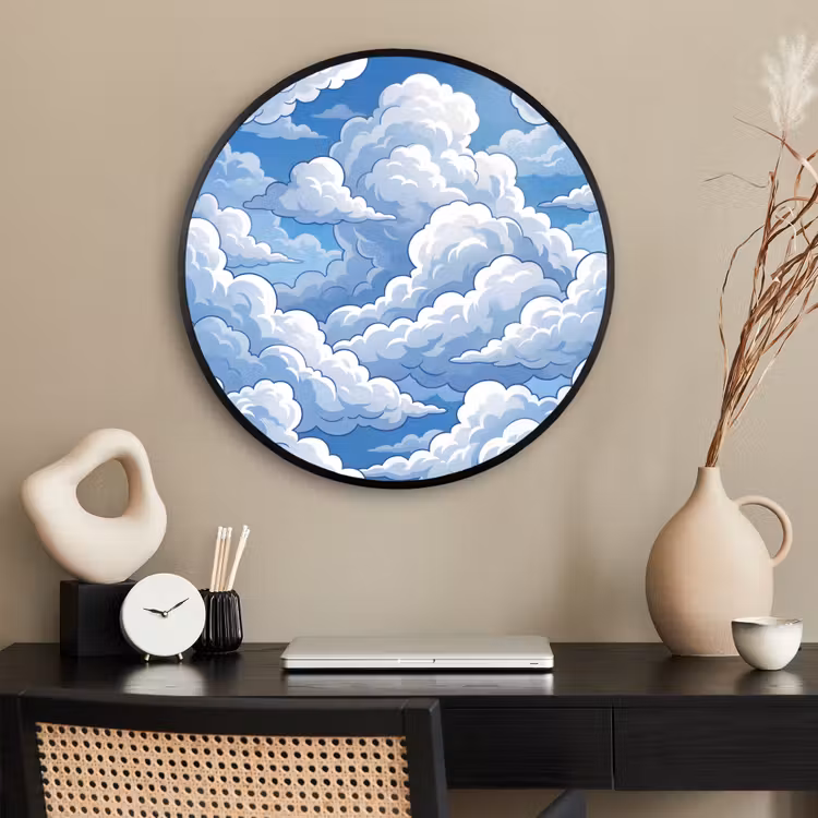 Ronde fotolijst - Wolken - Hemel - Abstract - Wit — 2