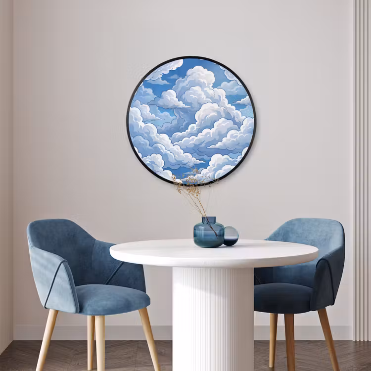 Ronde fotolijst - Wolken - Hemel - Abstract - Wit — 3