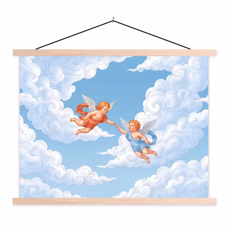 Schoolplaat - Engel - Vliegend - Klassiek - Blauw — 1