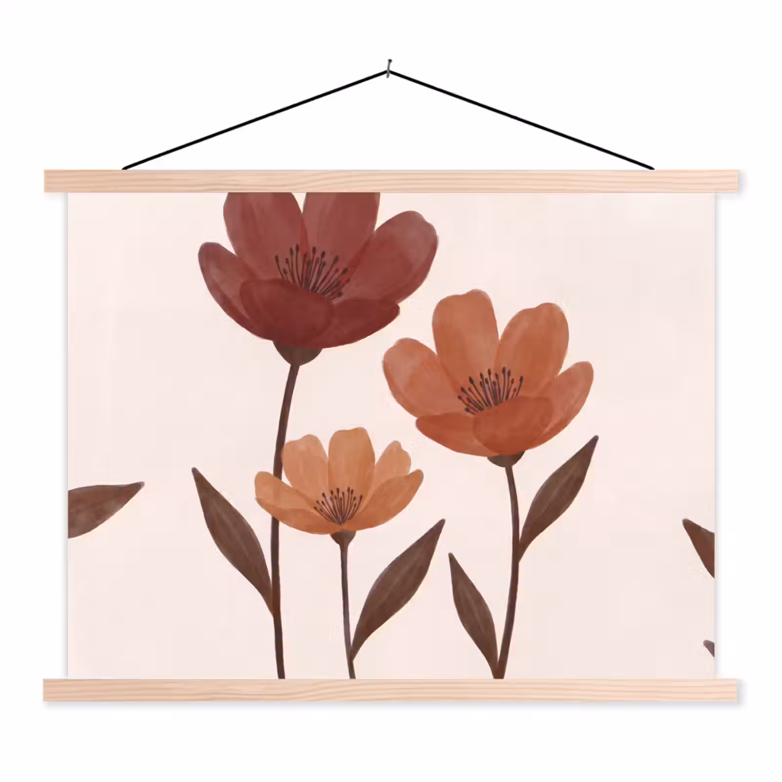 Schoolplaat - Bloemen - Abstract - Modern - Bruin - Decoratief — 1
