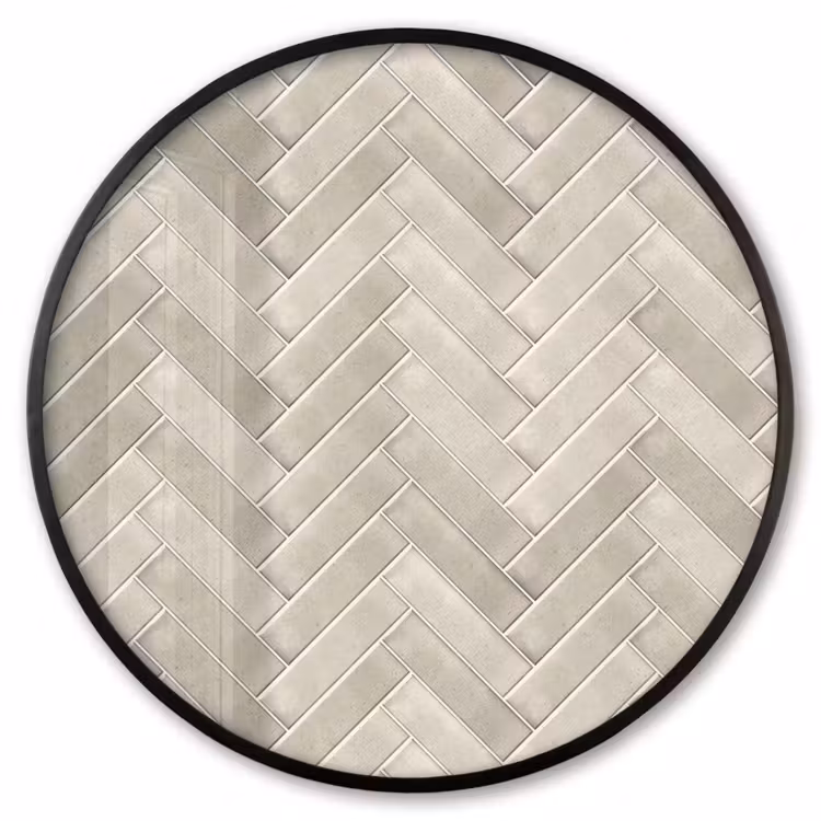 Ronde fotolijst - Visgraat - Wandtegel - Beige — 1