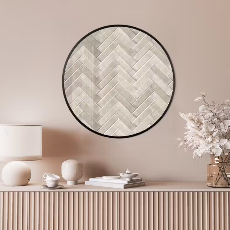 Ronde fotolijst - Visgraat - Wandtegel - Beige — 4