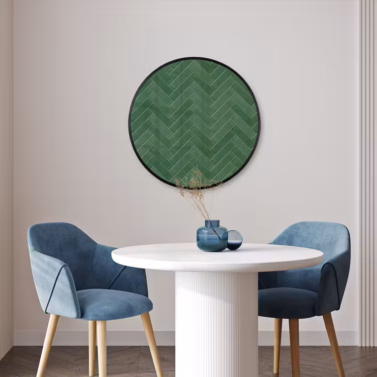 Ronde fotolijst - Visgraat - Wandtegel - Bosgroen — 3