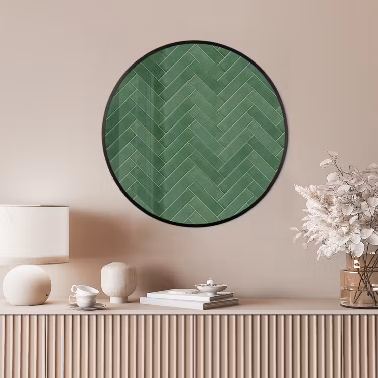 Ronde fotolijst - Visgraat - Wandtegel - Bosgroen — 4