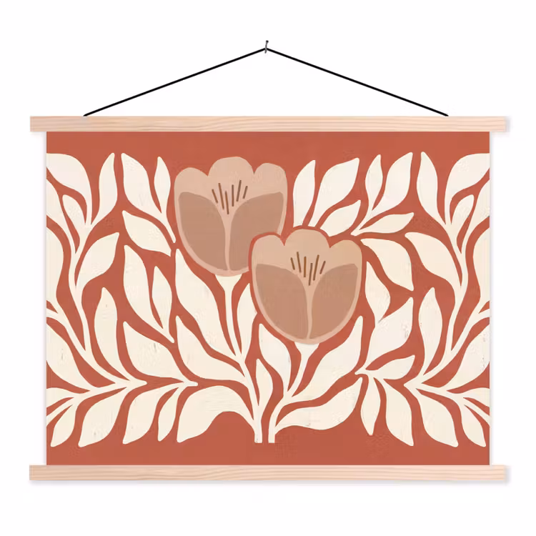 Schoolplaat - Bloemen - Abstract - Modern - Beige - Natuur — 1