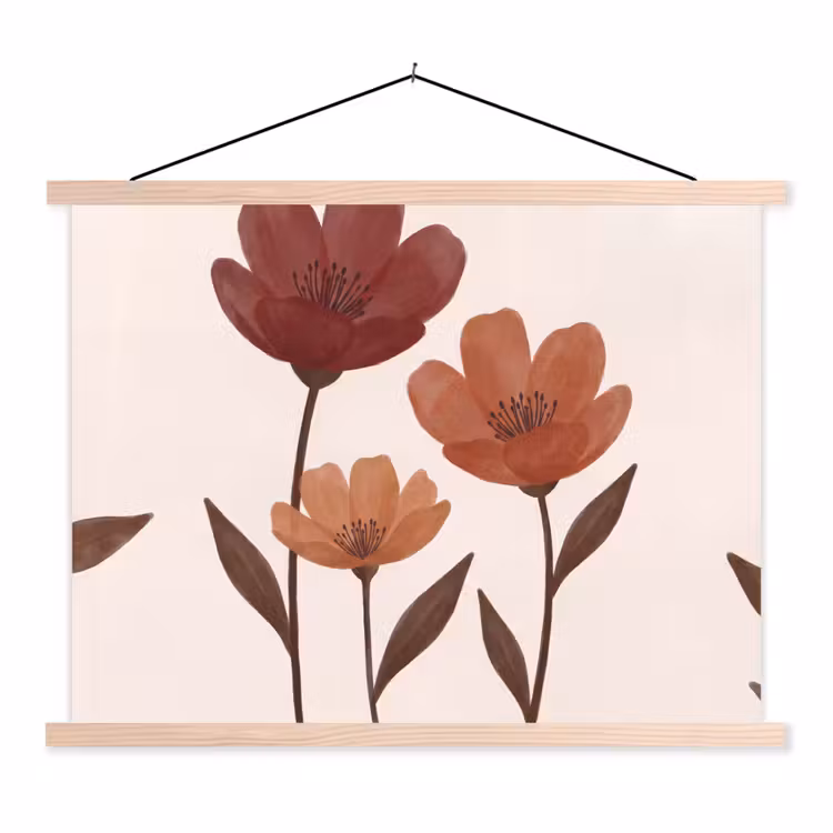 Schoolplaat - Bloemen - Abstract - Modern - Bruin - Decoratief — 1