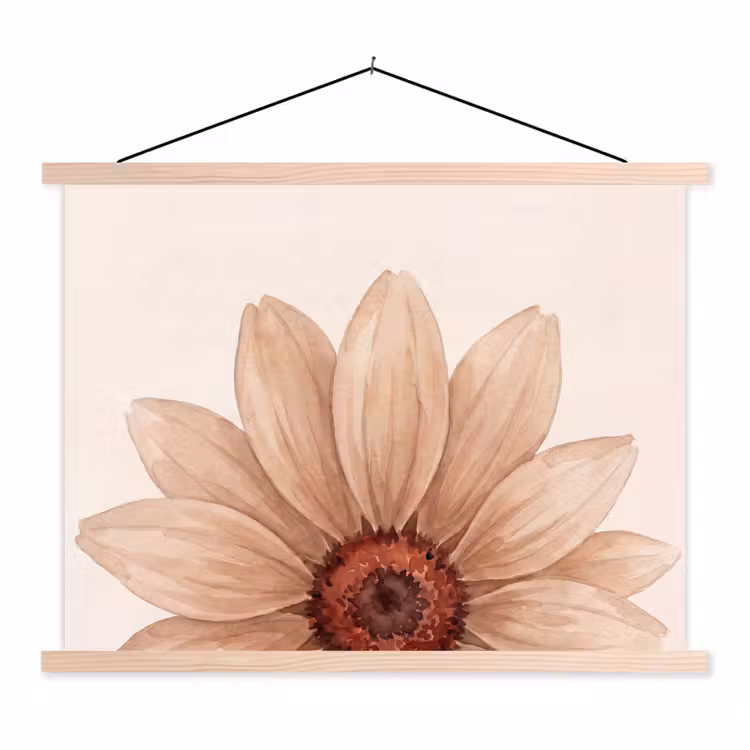Schoolplaat - Bloemen - Bloemblad - Natuur - Aquarel - Beige — 1