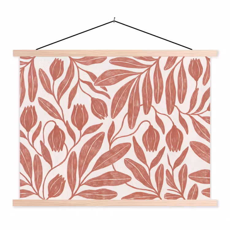 Schoolplaat - Bloemen - Patroon - Modern - Natuur - Bruin — 1