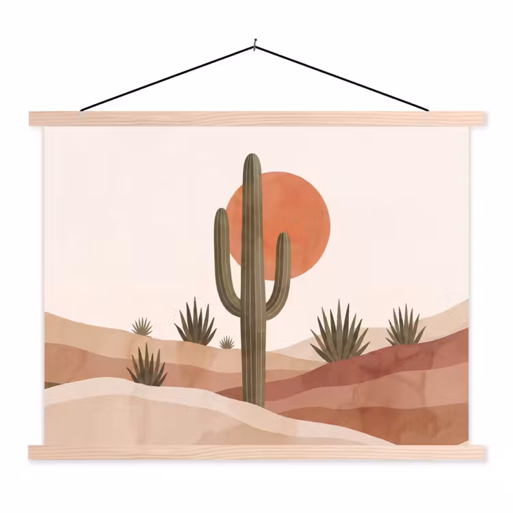 Schoolplaat - Cactus - Duinen - Modern - Landschap - Groen — 1