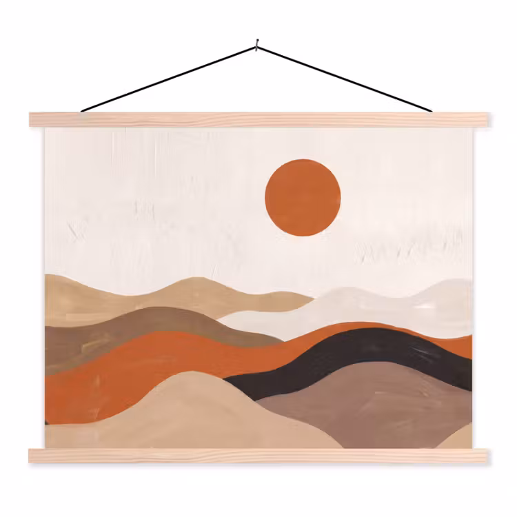 Schoolplaat - Landschap - Heuvels - Zon - Abstract - Oranje — 1