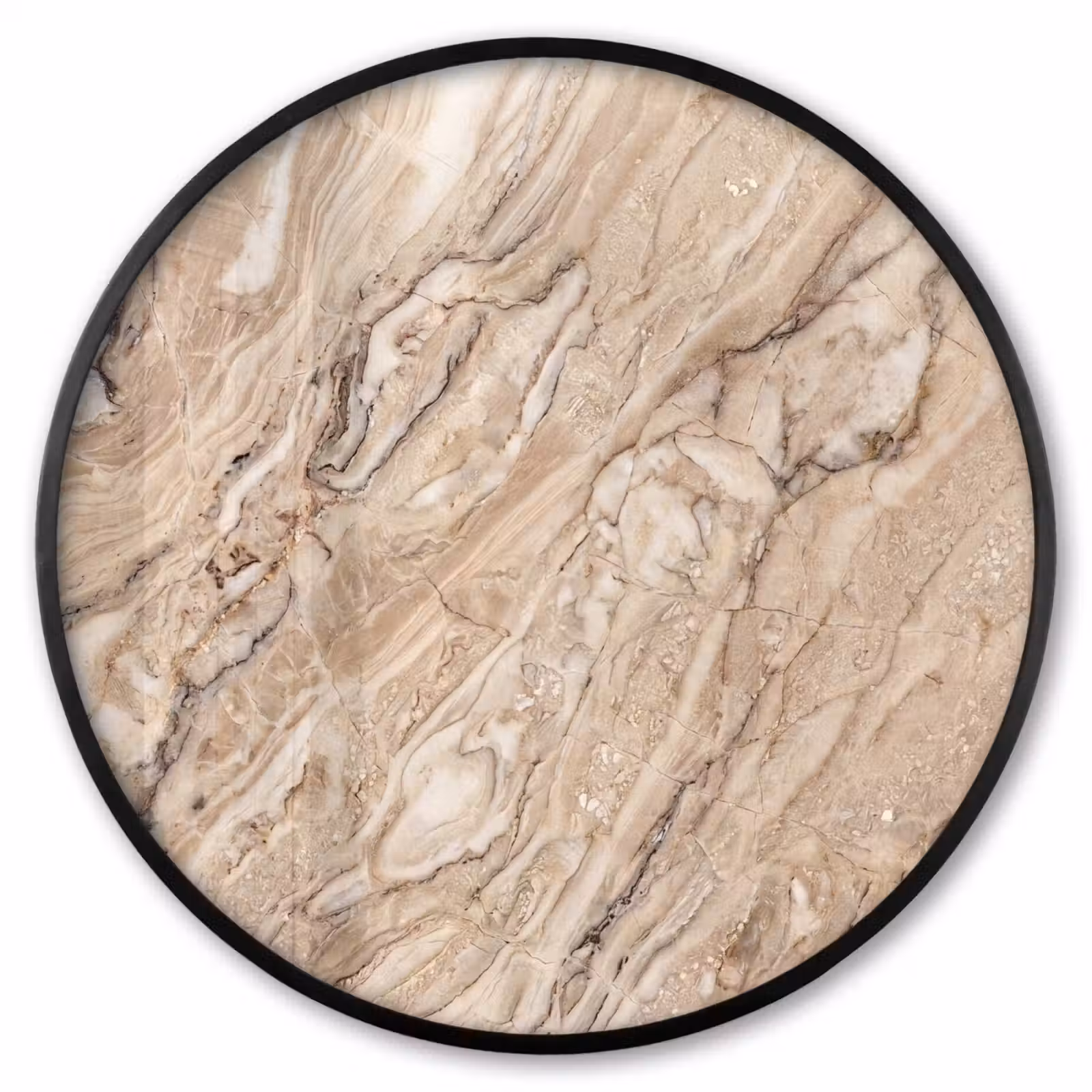 Ronde fotolijst - Textuur - Aders - Abstract - Modern - Beige — 1