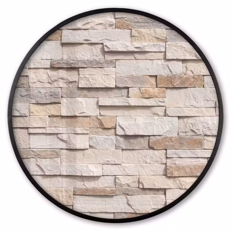 Ronde fotolijst - Steen - Muur - Textuur - Rustiek - Beige — 1