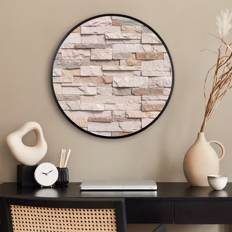 Ronde fotolijst - Steen - Muur - Textuur - Rustiek - Beige — 2