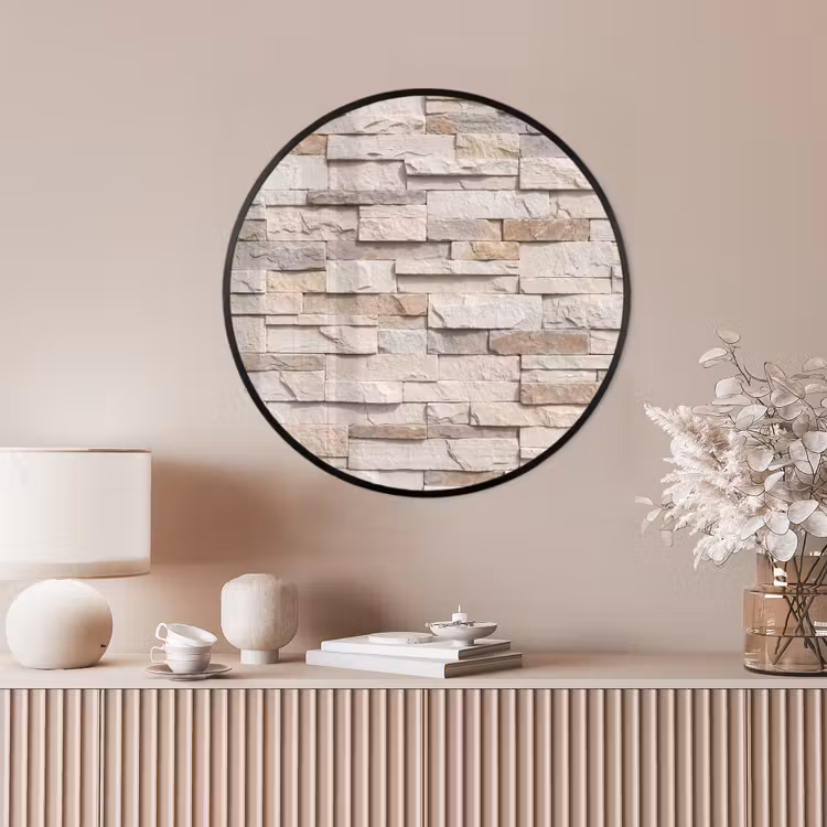 Ronde fotolijst - Steen - Muur - Textuur - Rustiek - Beige — 4