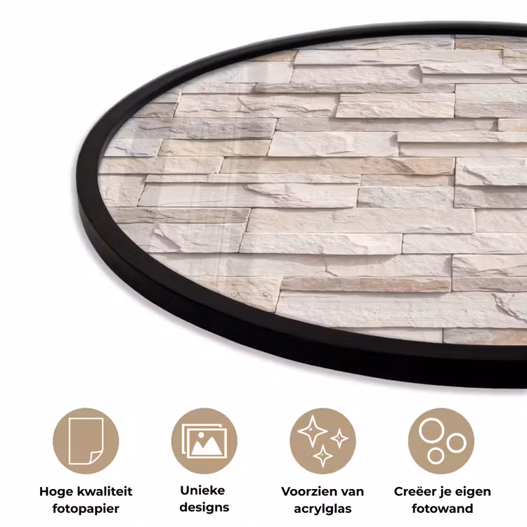 Ronde fotolijst - Steen - Muur - Textuur - Rustiek - Beige — 5