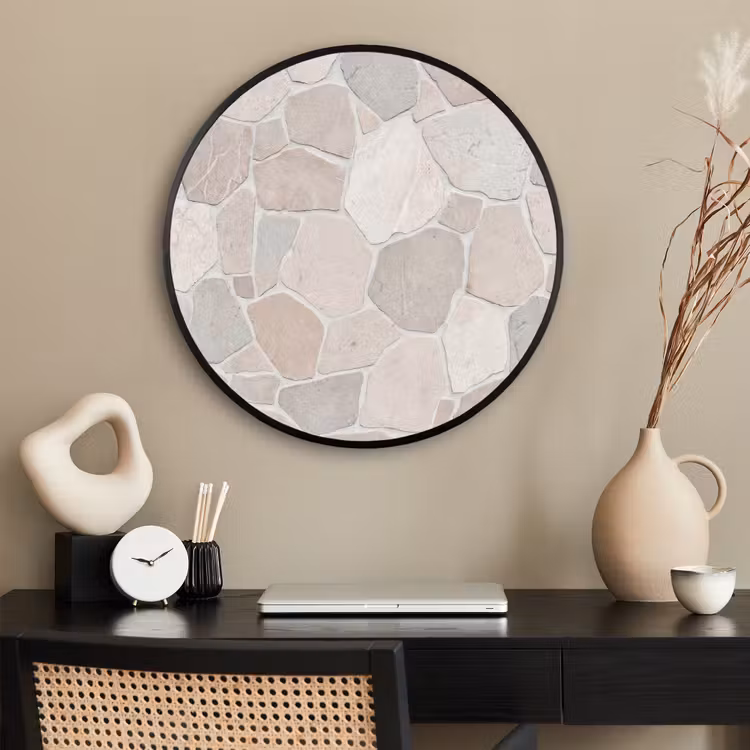 Ronde fotolijst - Steen - Patroon - Textuur - Beige — 2