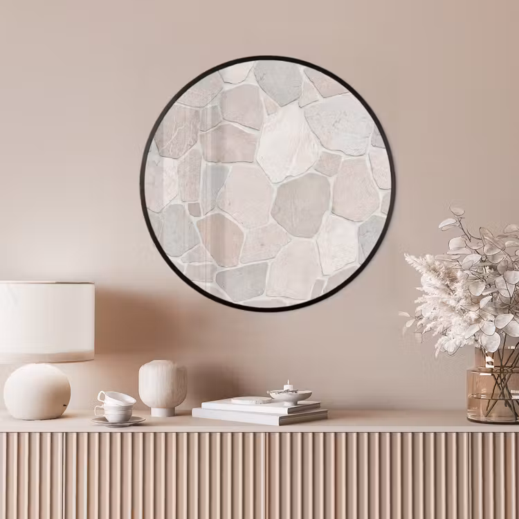 Ronde fotolijst - Steen - Patroon - Textuur - Beige — 4
